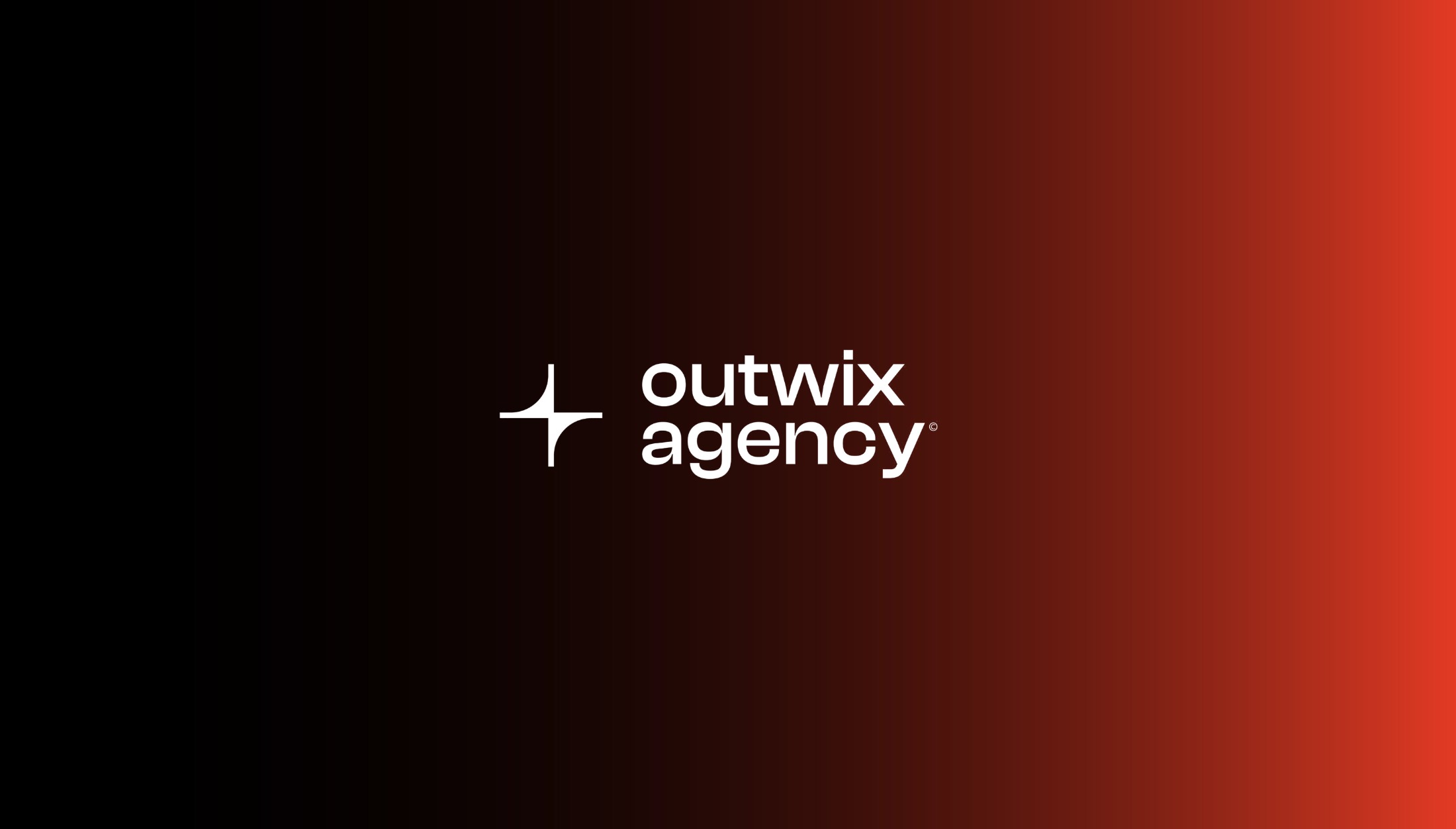 Logo van Outwix Agency op een zwart-rood verloop